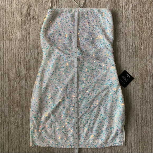 NWT Sparkle More White Iridescent Sequin Bodycon Mini Dress - Picture 11 of 11